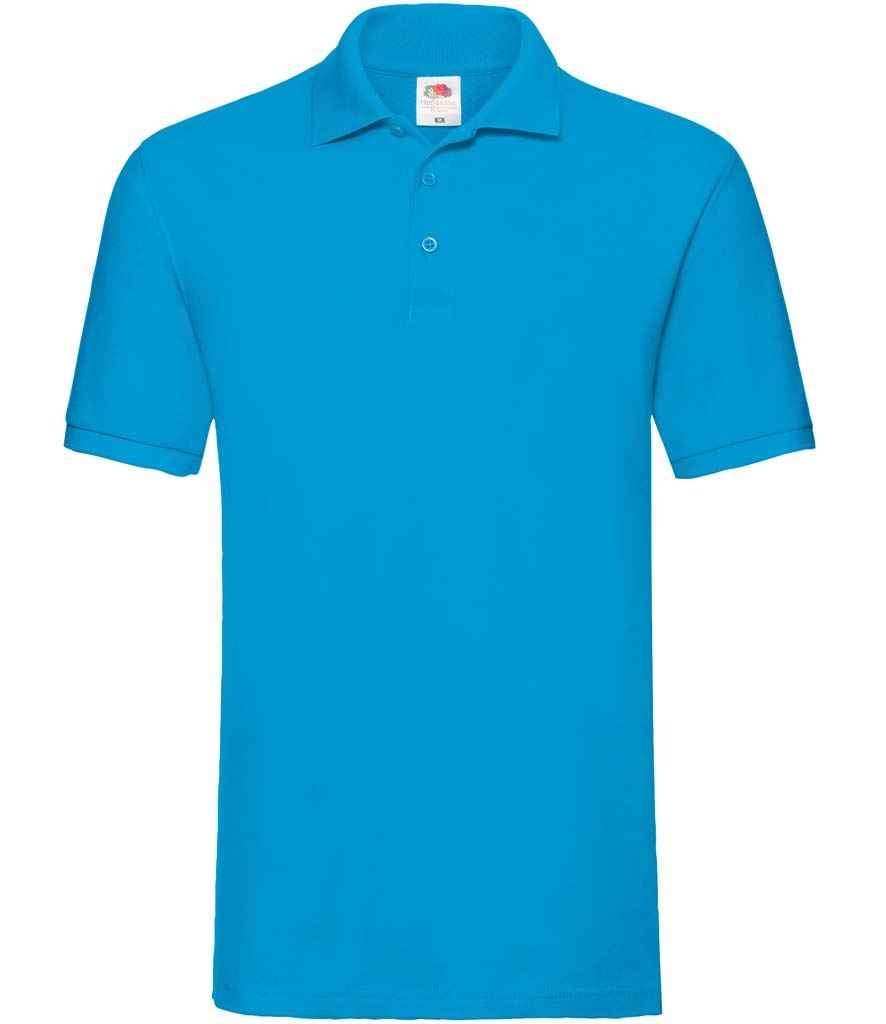 Fruit of the Loom Premium Cotton Piqué Polo Shirt in Azure