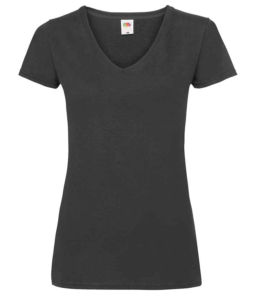 Fruit of the Loom Lady Fit Value V Neck T-Shirt in Black