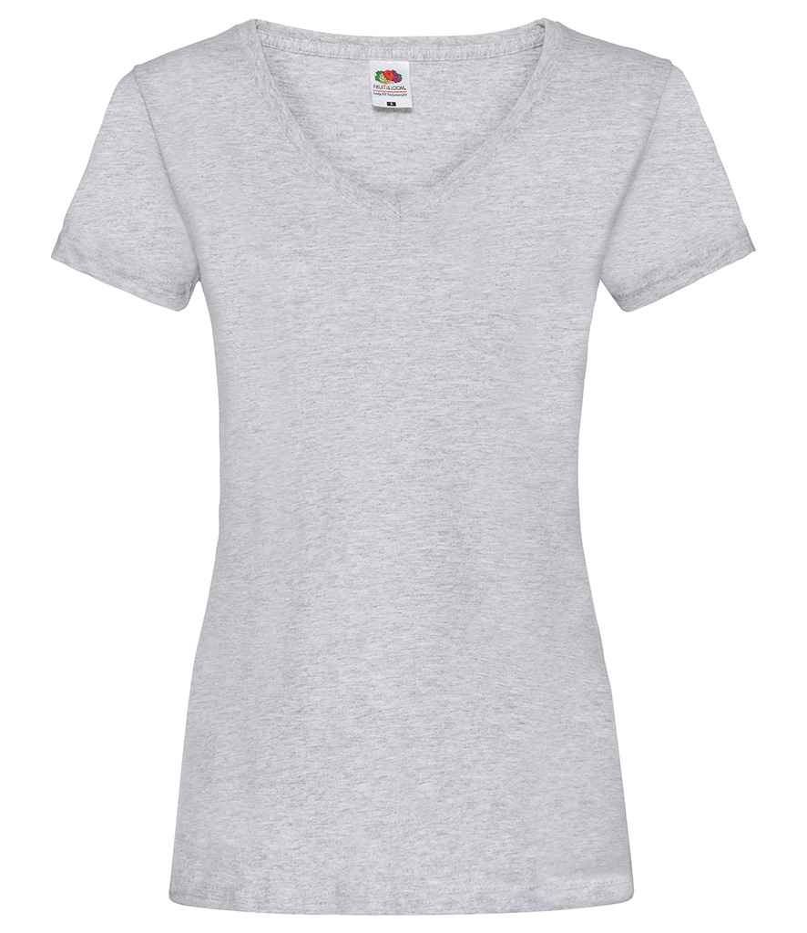 Fruit of the Loom Lady Fit Value V Neck T-Shirt in Heather Grey