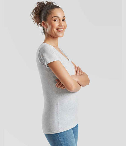Fruit of the Loom Fruit of the Loom Lady Fit Value V Neck T-Shirt Heather Grey