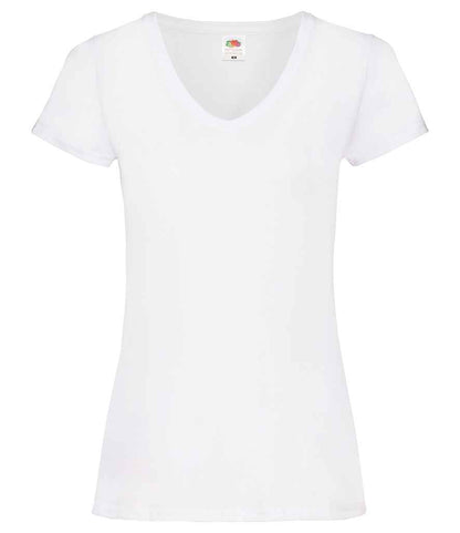 Fruit of the Loom Lady Fit Value V Neck T-Shirt in White