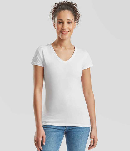 Fruit of the Loom Fruit of the Loom Lady Fit Value V Neck T-Shirt White