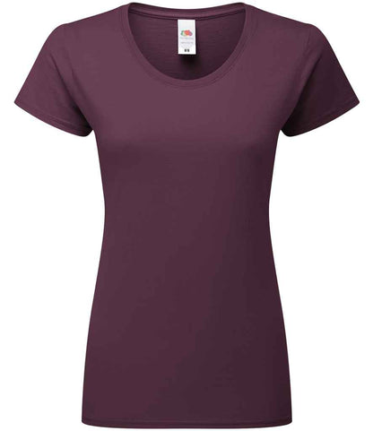 Fruit of the Loom Ladies Iconic 195 T-Shirt in Dark Plum