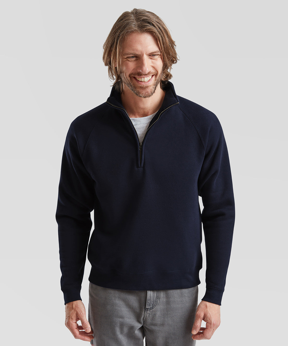 Fruit of the Loom Premium 70/30 zip-neck sweatshirt Black*
