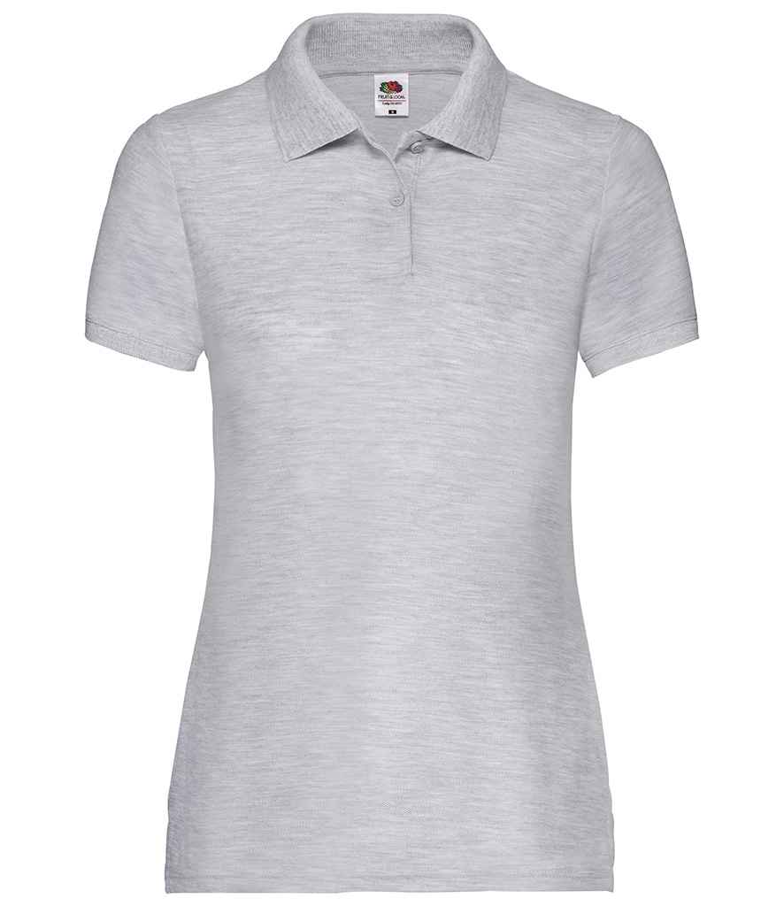 Fruit of the Loom Lady Fit Piqué Polo Shirt in Heather Grey