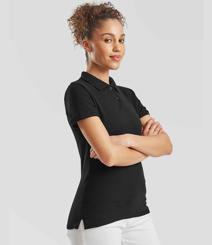 Fruit of the Loom Fruit of the Loom Lady-Fit Premium Cotton Piqué Polo Shirt Black