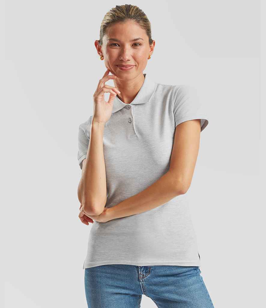 Fruit of the Loom Fruit of the Loom Lady-Fit Premium Cotton Piqué Polo Shirt Heather Grey