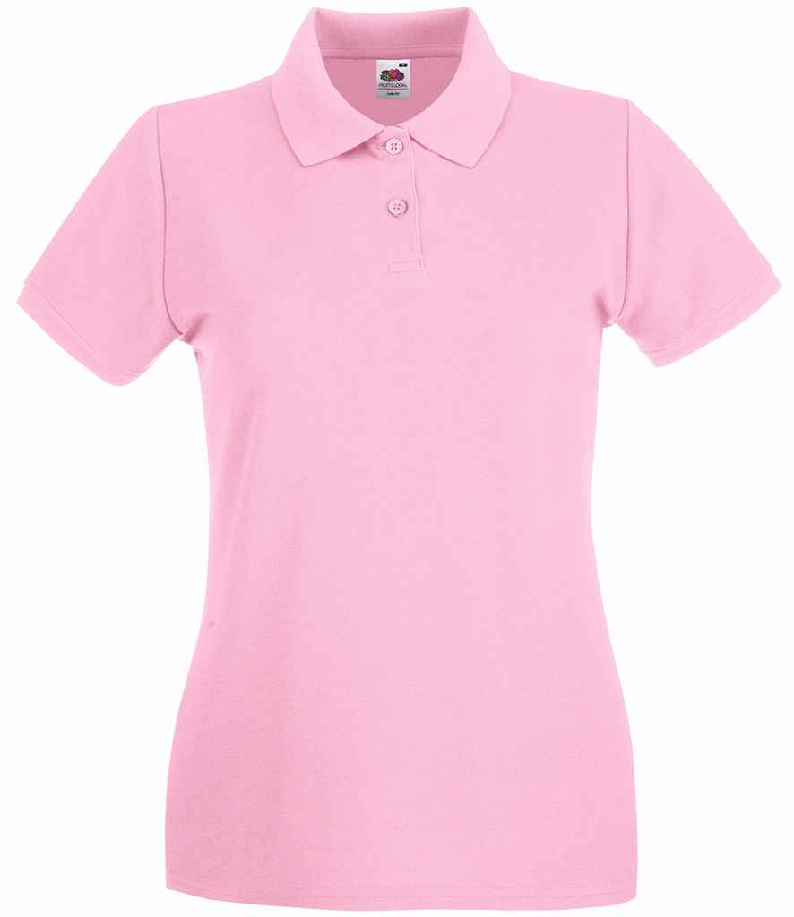 Fruit of the Loom Lady-Fit Premium Cotton Piqué Polo Shirt in Light Pink