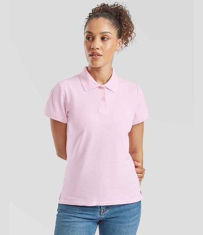 Fruit of the Loom Fruit of the Loom Lady-Fit Premium Cotton Piqué Polo Shirt Light Pink