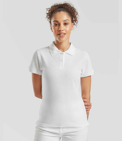 Fruit of the Loom Fruit of the Loom Lady-Fit Premium Cotton Piqué Polo Shirt White