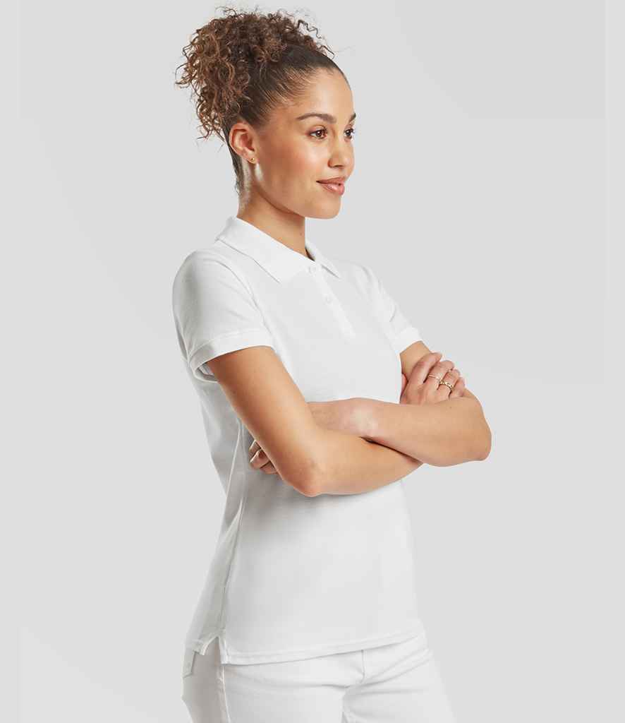 Fruit of the Loom Fruit of the Loom Lady-Fit Premium Cotton Piqué Polo Shirt White