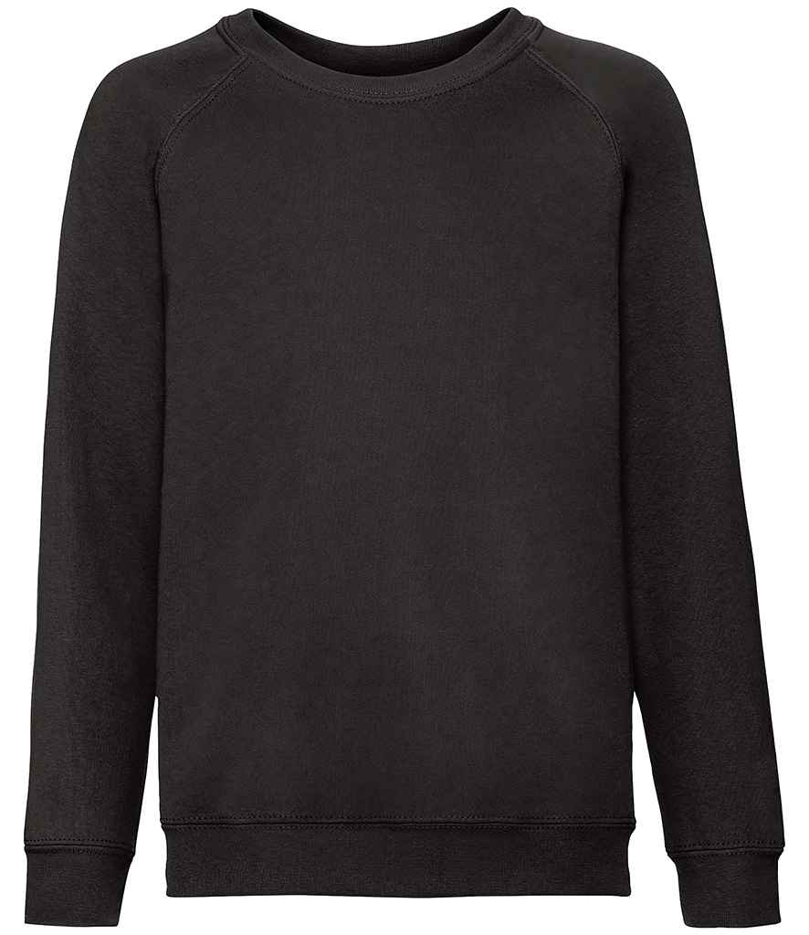Fruit of the Loom Kids Classic Raglan Sweatshirt in Black