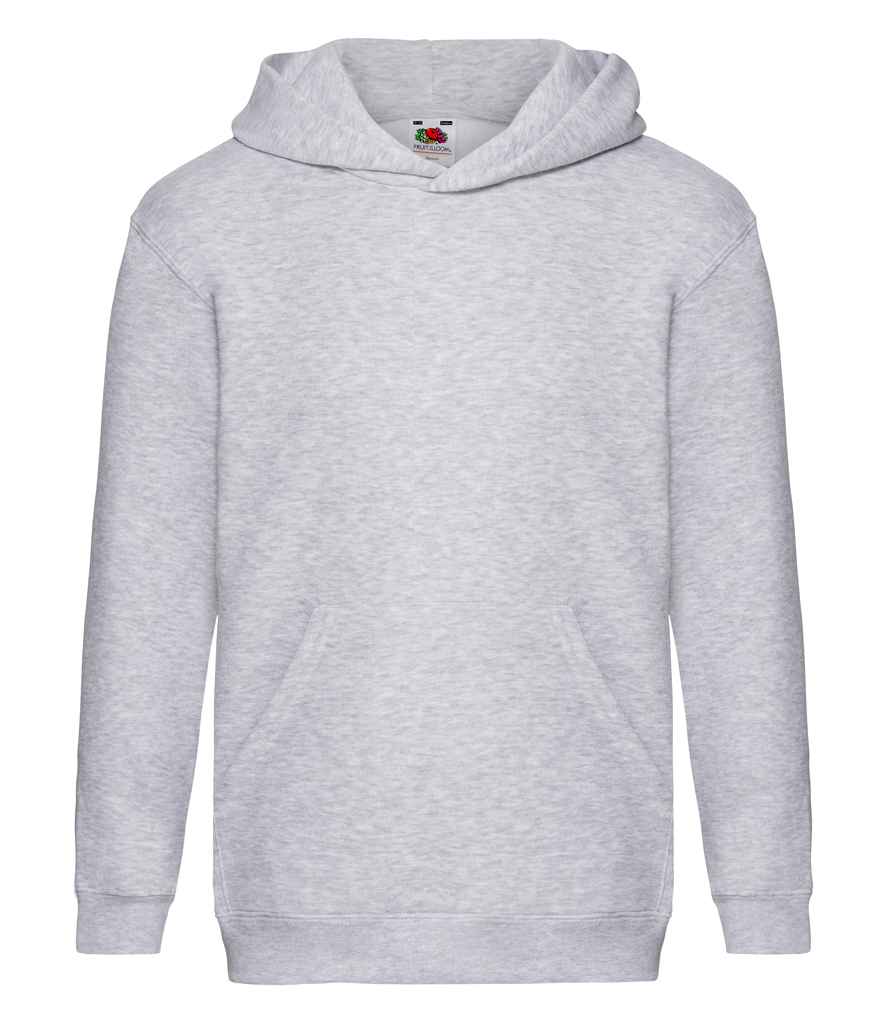 Fruit of the Loom Kids Premium Hooded Sweatshirt in Heather Grey