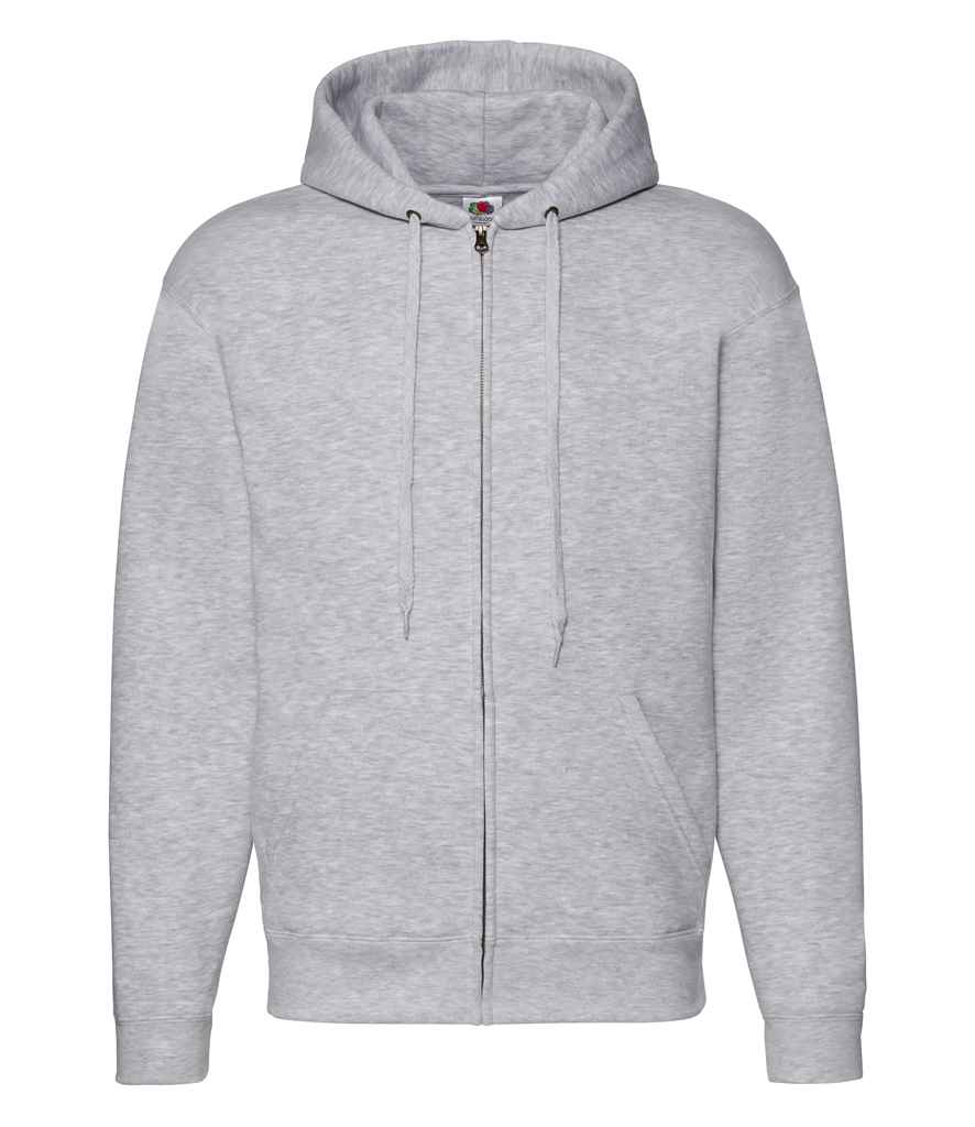 Fruit of the Loom Premium Zip Hooded Sweatshirt in Heather Grey