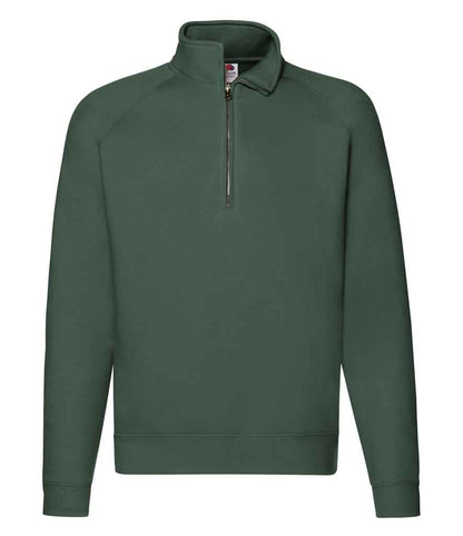Fruit of the Loom Premium Zip Neck Sweatshirt in Bottle Green