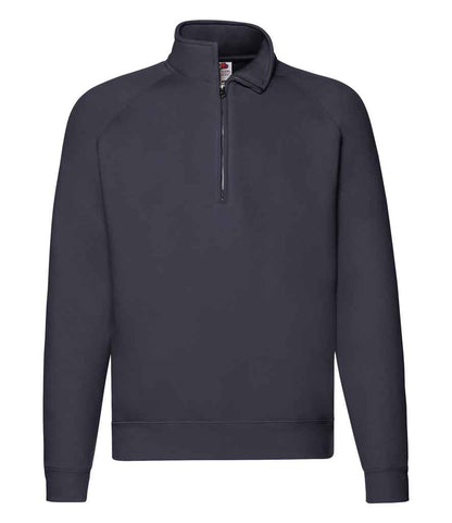 Fruit of the Loom Premium Zip Neck Sweatshirt in Deep Navy
