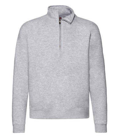Fruit of the Loom Premium Zip Neck Sweatshirt in Heather Grey