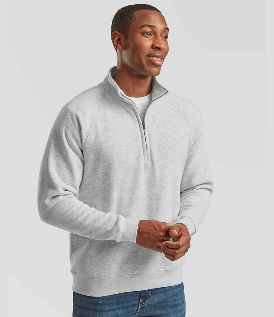 Fruit of the Loom Fruit of the Loom Premium Zip Neck Sweatshirt Heather Grey