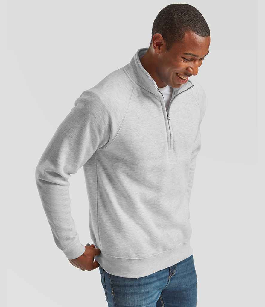 Fruit of the Loom Fruit of the Loom Premium Zip Neck Sweatshirt Heather Grey