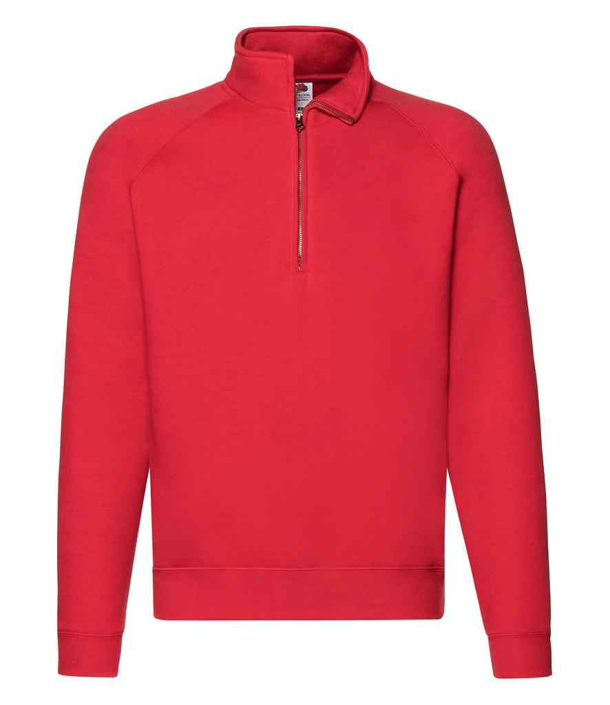 Fruit of the Loom Premium Zip Neck Sweatshirt in Red