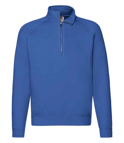 Fruit of the Loom Premium Zip Neck Sweatshirt in Royal Blue