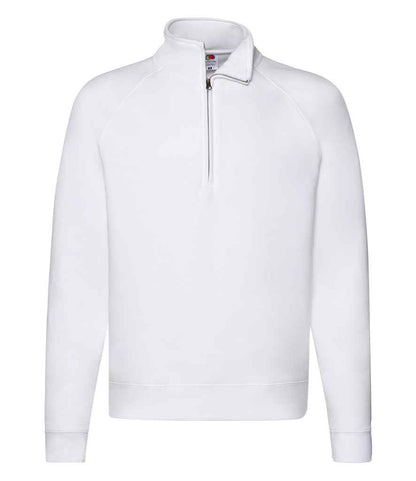 Fruit of the Loom Premium Zip Neck Sweatshirt in White