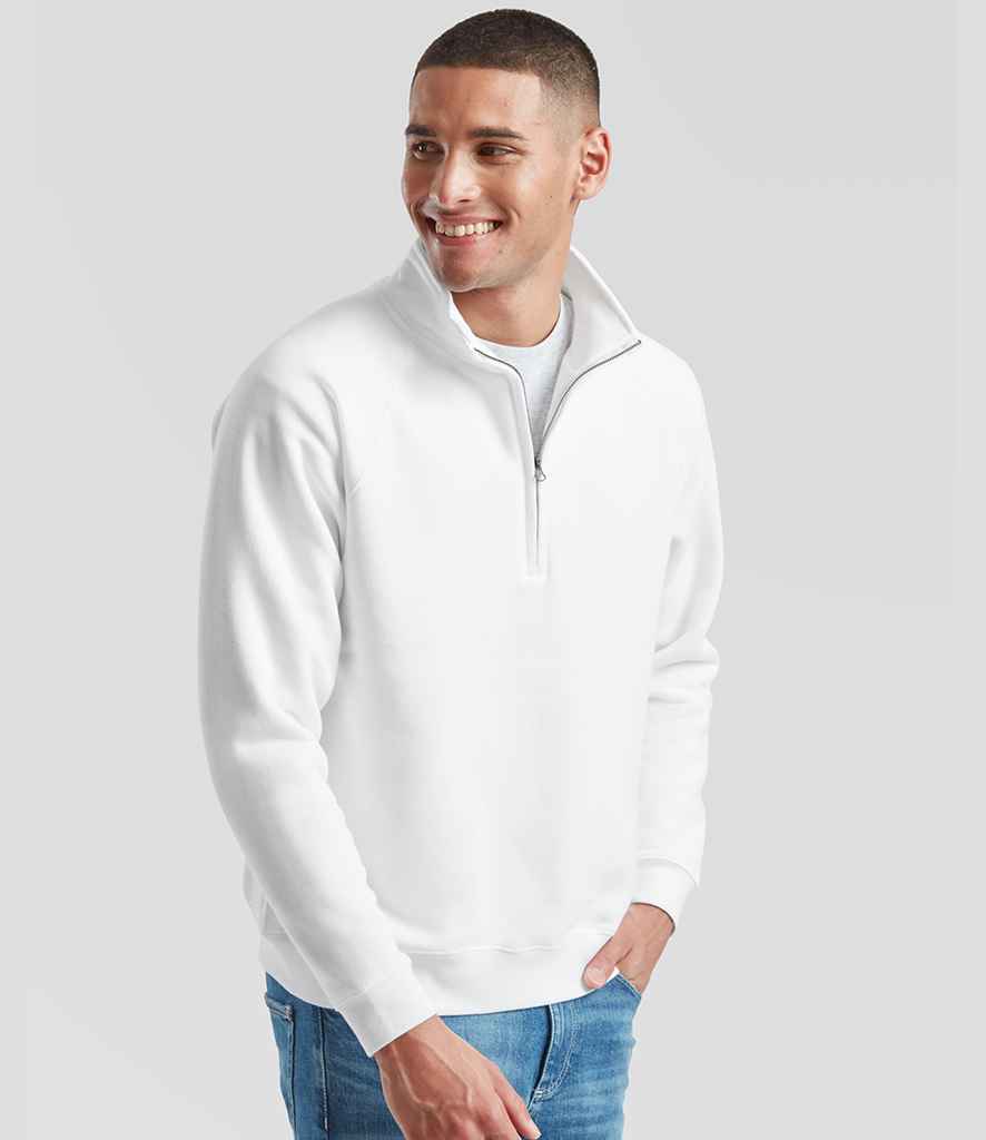Fruit of the Loom Fruit of the Loom Premium Zip Neck Sweatshirt White
