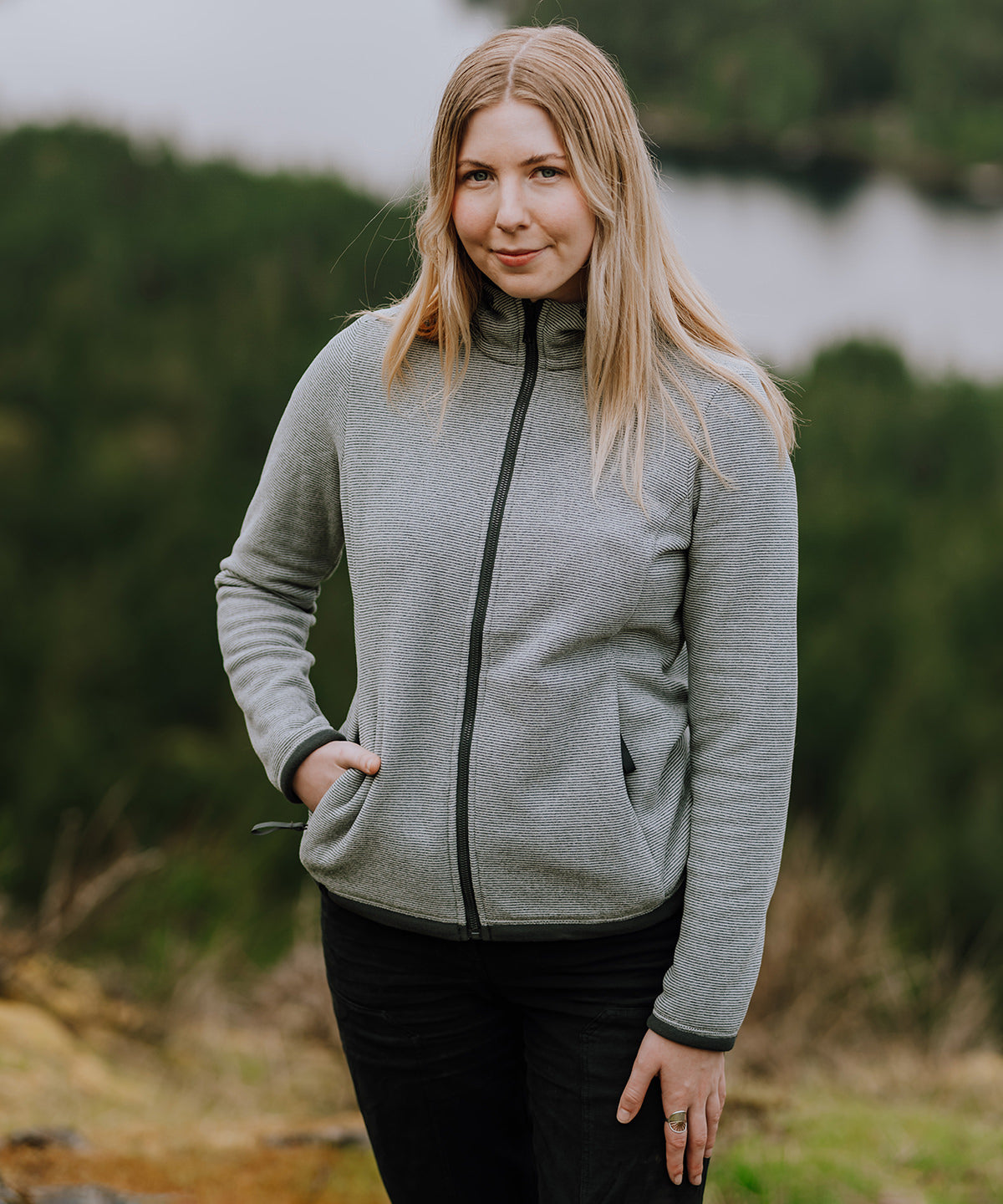 Stormtech Women’s Medusa fleece hoodie Charcoal Stripe