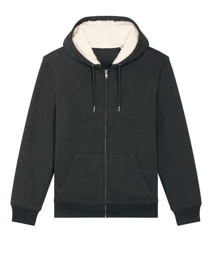 Stanley/Stella Unisex Hygger sherpa zip-through sweatshirt (STSU956) Dark Heather Grey