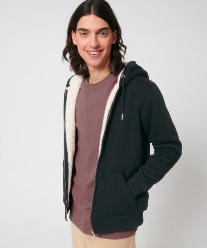 Stanley/Stella Unisex Hygger sherpa zip-through sweatshirt (STSU956) Black
