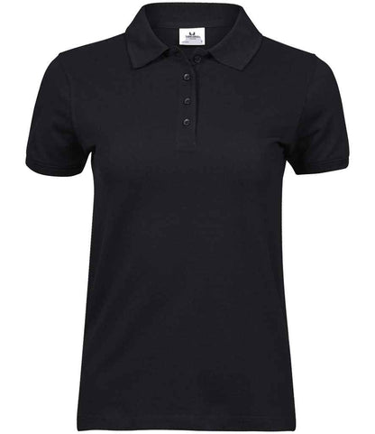 Tee Jays Ladies Heavy Cotton Piqué Polo Shirt in Black