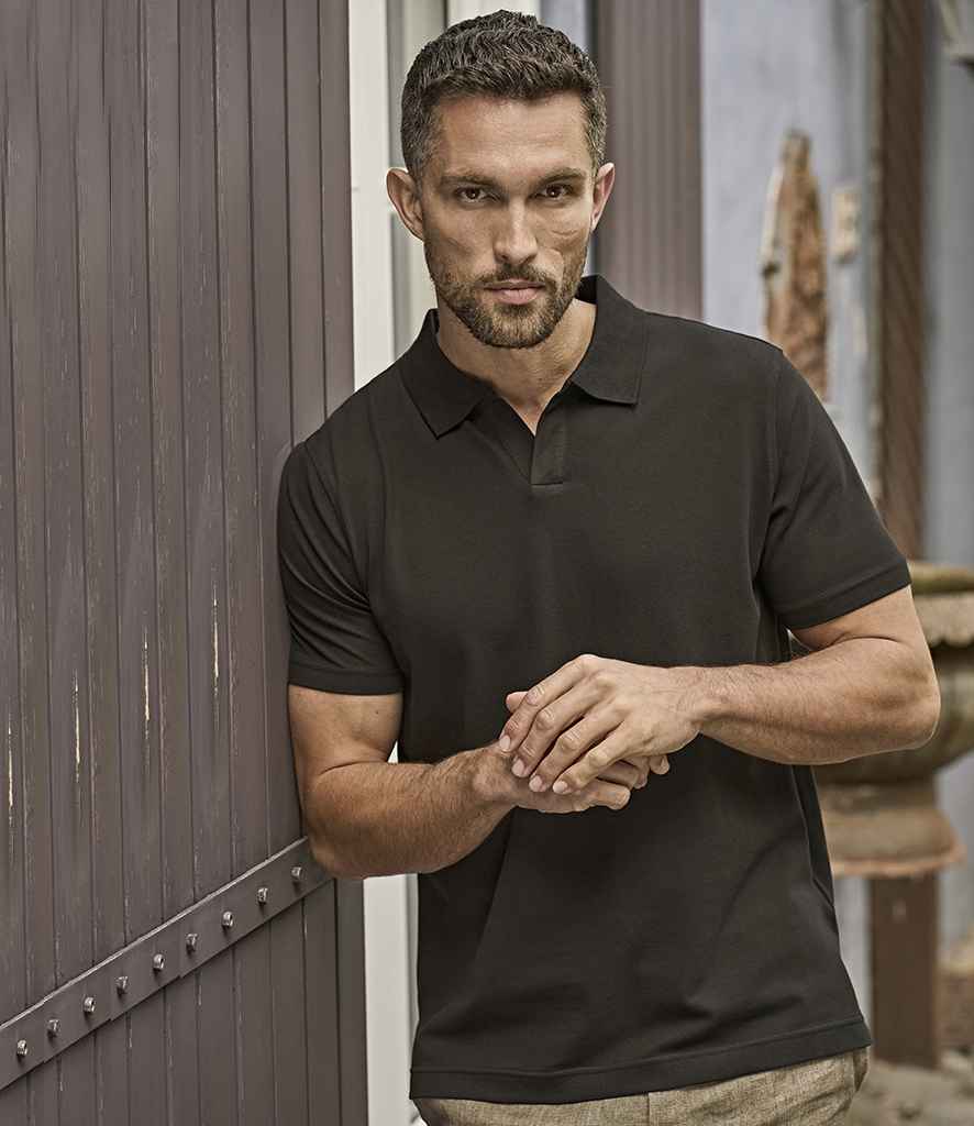 Tee Jays Tee Jays Luxury Stretch V Neck Polo Shirt Black