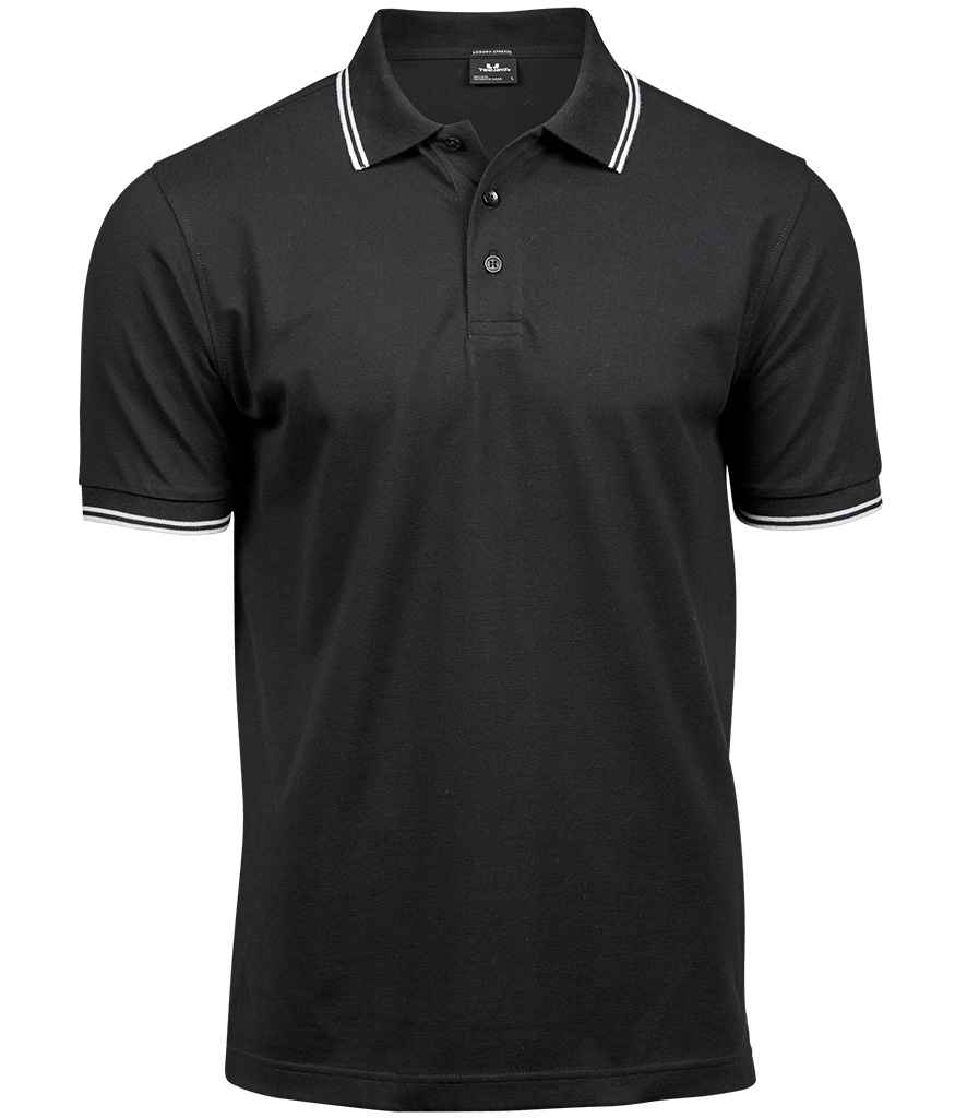 Tee Jays Tee Jays Luxury Stretch Tipped Polo Shirt Black/White