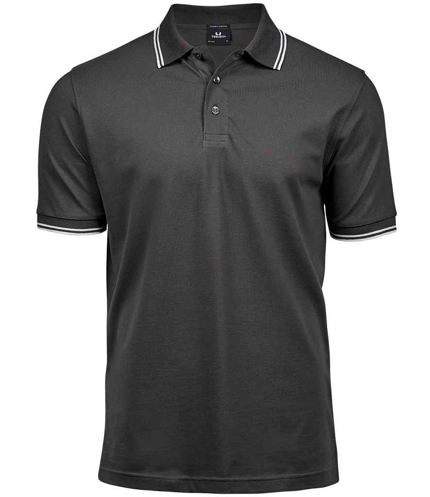 Tee Jays Tee Jays Luxury Stretch Tipped Polo Shirt Dark Grey/White