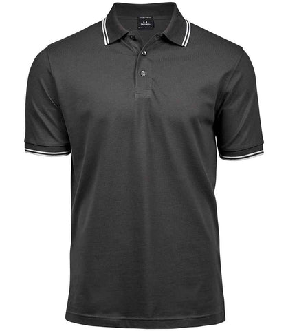 Tee Jays Tee Jays Luxury Stretch Tipped Polo Shirt Dark Grey/White