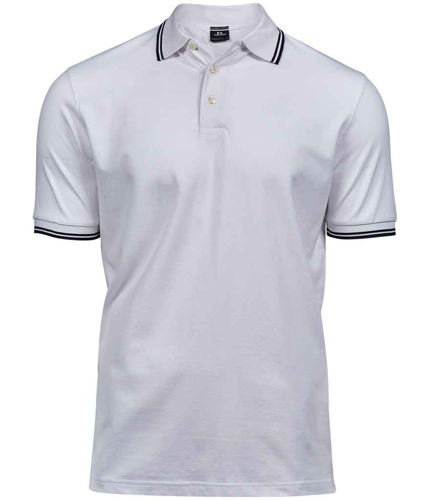 Tee Jays Tee Jays Luxury Stretch Tipped Polo Shirt White/Navy