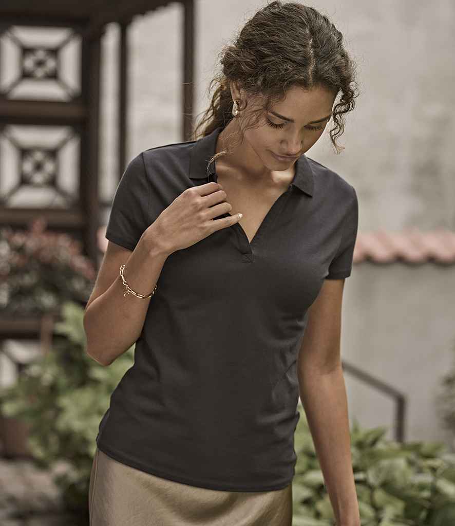 Tee Jays Tee Jays Ladies Luxury Stretch V Neck Polo Shirt