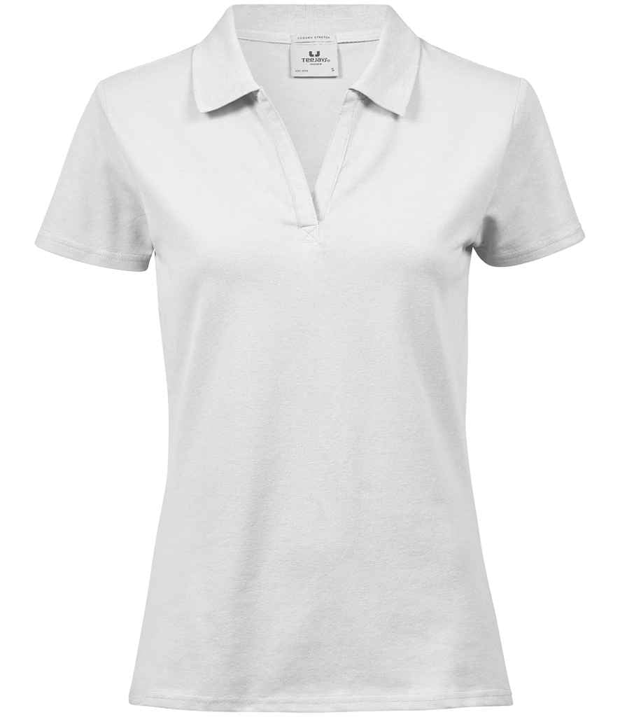 Tee Jays Tee Jays Ladies Luxury Stretch V Neck Polo Shirt White