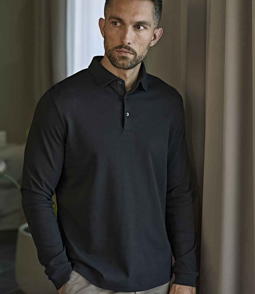 Tee Jays Tee Jays Pima Cotton Long Sleeve Polo Shirt Black