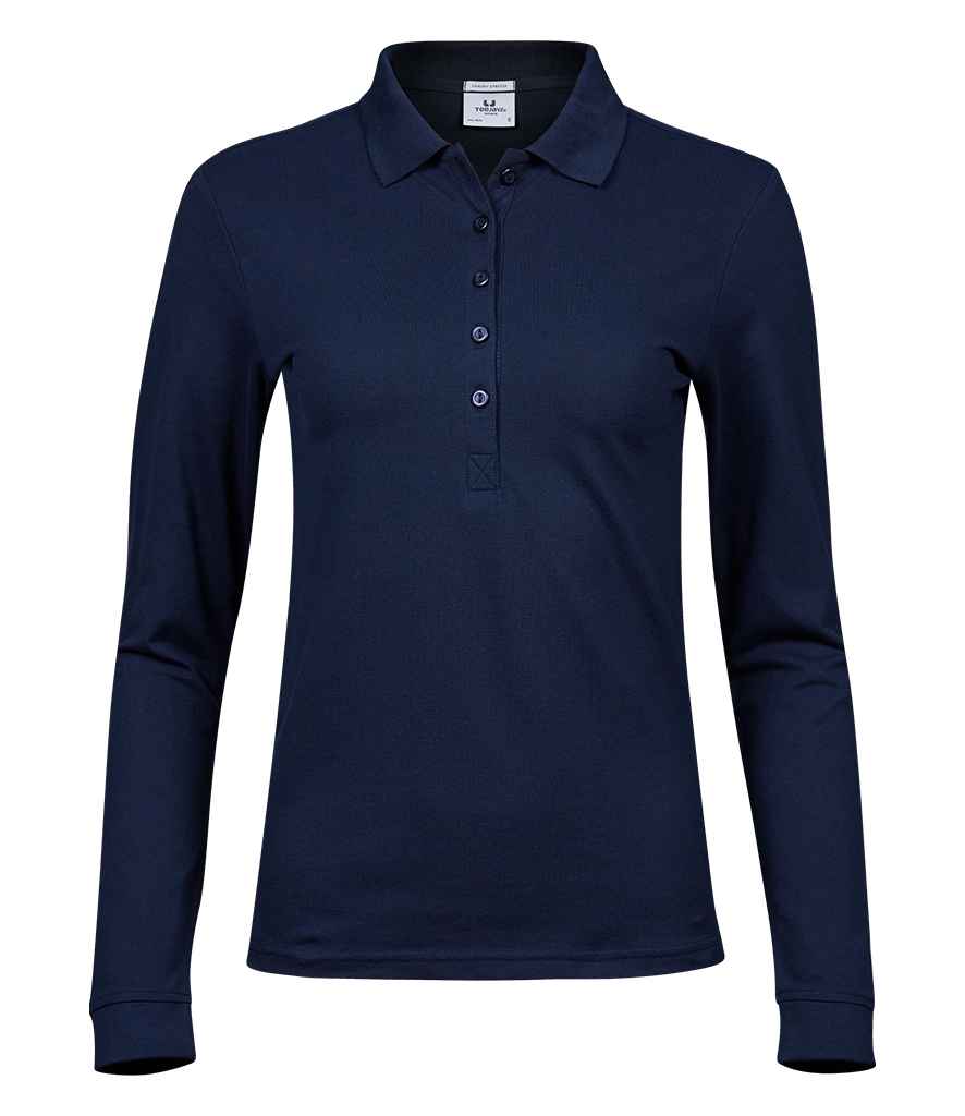 Tee Jays Tee Jays Ladies Luxury Stretch Long Sleeve Polo Shirt Navy