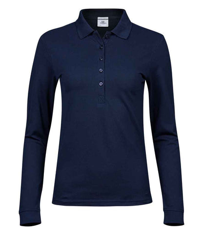 Tee Jays Tee Jays Ladies Luxury Stretch Long Sleeve Polo Shirt Navy