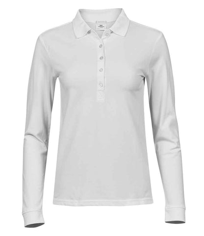 Tee Jays Tee Jays Ladies Luxury Stretch Long Sleeve Polo Shirt White