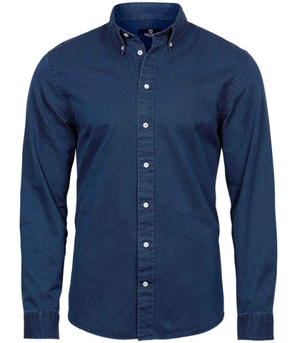 Tee Jays Long Sleeve Casual Twill Shirt in Indigo