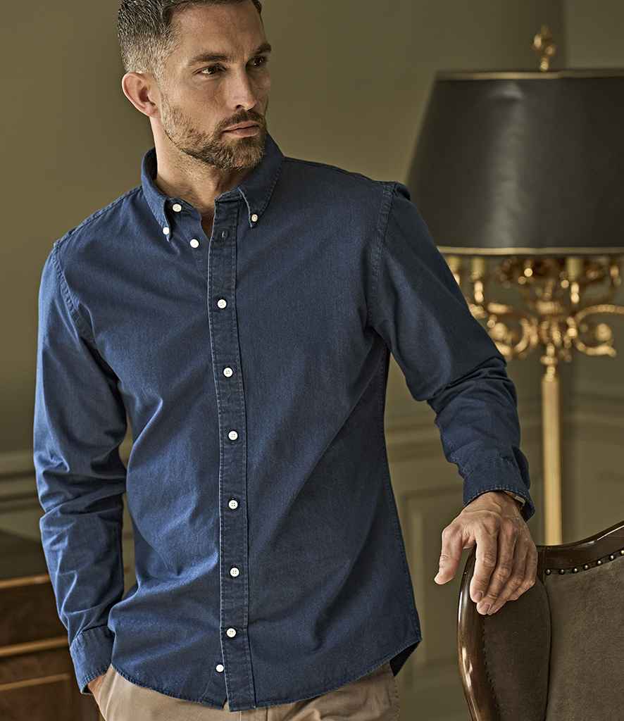 Tee Jays Tee Jays Long Sleeve Casual Twill Shirt Indigo