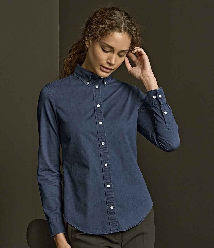 Tee Jays Tee Jays Ladies Long Sleeve Casual Twill Shirt Indigo