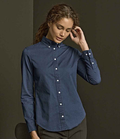 Tee Jays Tee Jays Ladies Long Sleeve Casual Twill Shirt Indigo