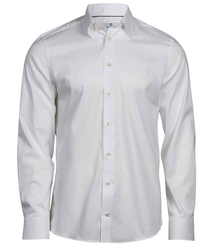 Tee Jays Luxury Stretch Long Sleeve Shirt in White