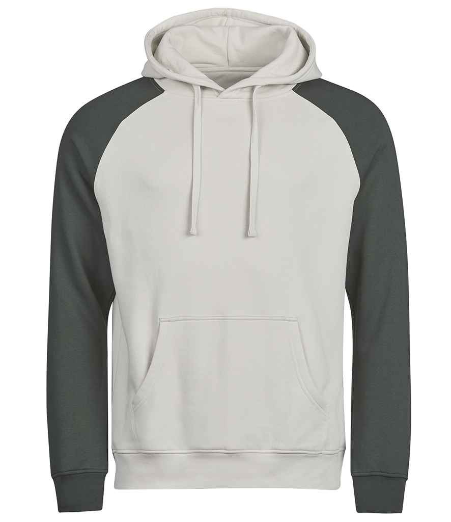 Tee Jays Unlabeled Two-Tone Hooded Sweatshirt in Cement/Dark Green
