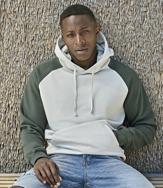 Tee Jays Unlabeled Two-Tone Hooded Sweatshirt - Cement/Dark Green - Model