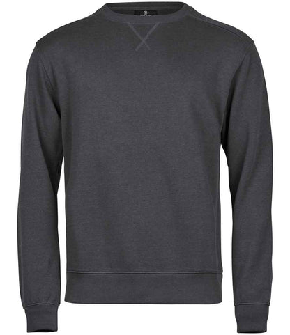 Tee Jays Tee Jays Ribbed Interlock Crew Neck Sweatshirt Dark Grey